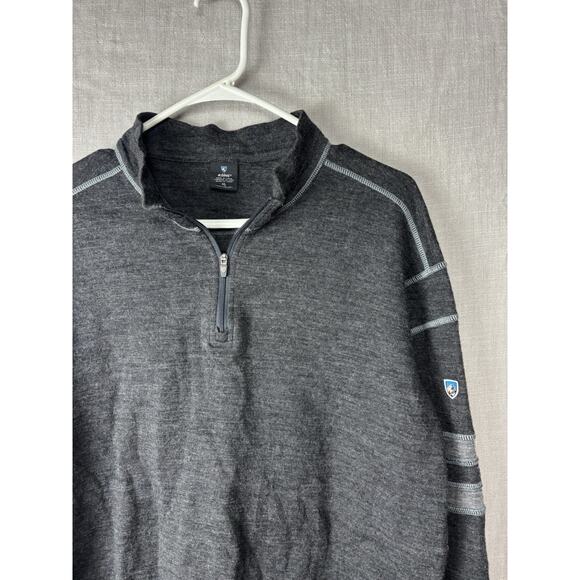 Kuhl Merino Team Ski Sweater Mens XL Gray 100% Wool Knit 1/4 Zip Pullover - Picture 1 of 9
